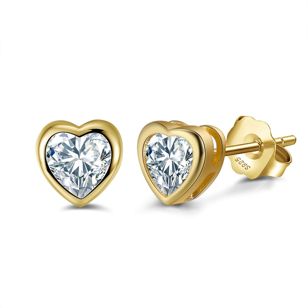 Cute Heart studs in 14k gold plating
