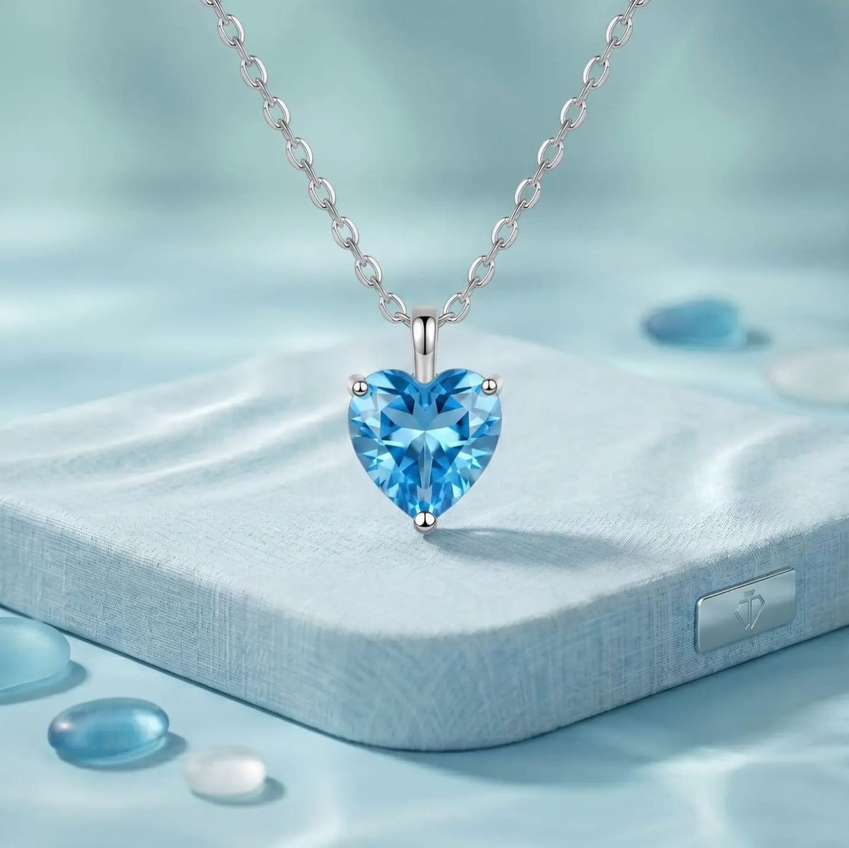 Blue Ocean Heart Necklace