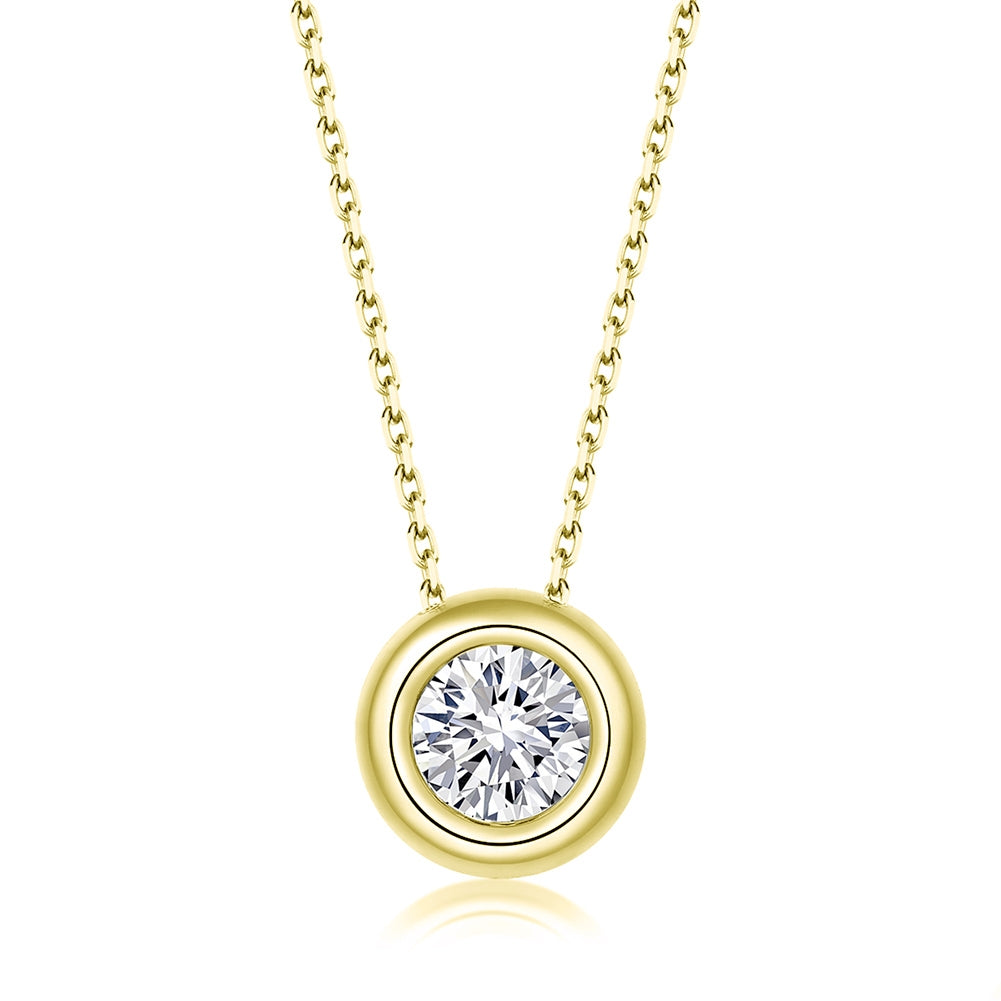 Minimalist round cz pendant necklace