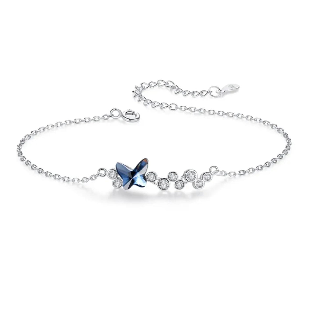 Radiant Blue Butterfly Silver Bracelet