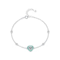 Blue Enamel Heart Silver Bracelet