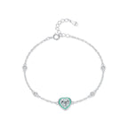 Blue Enamel Heart Silver Bracelet