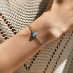 Blue Enamel Heart Silver Bracelet