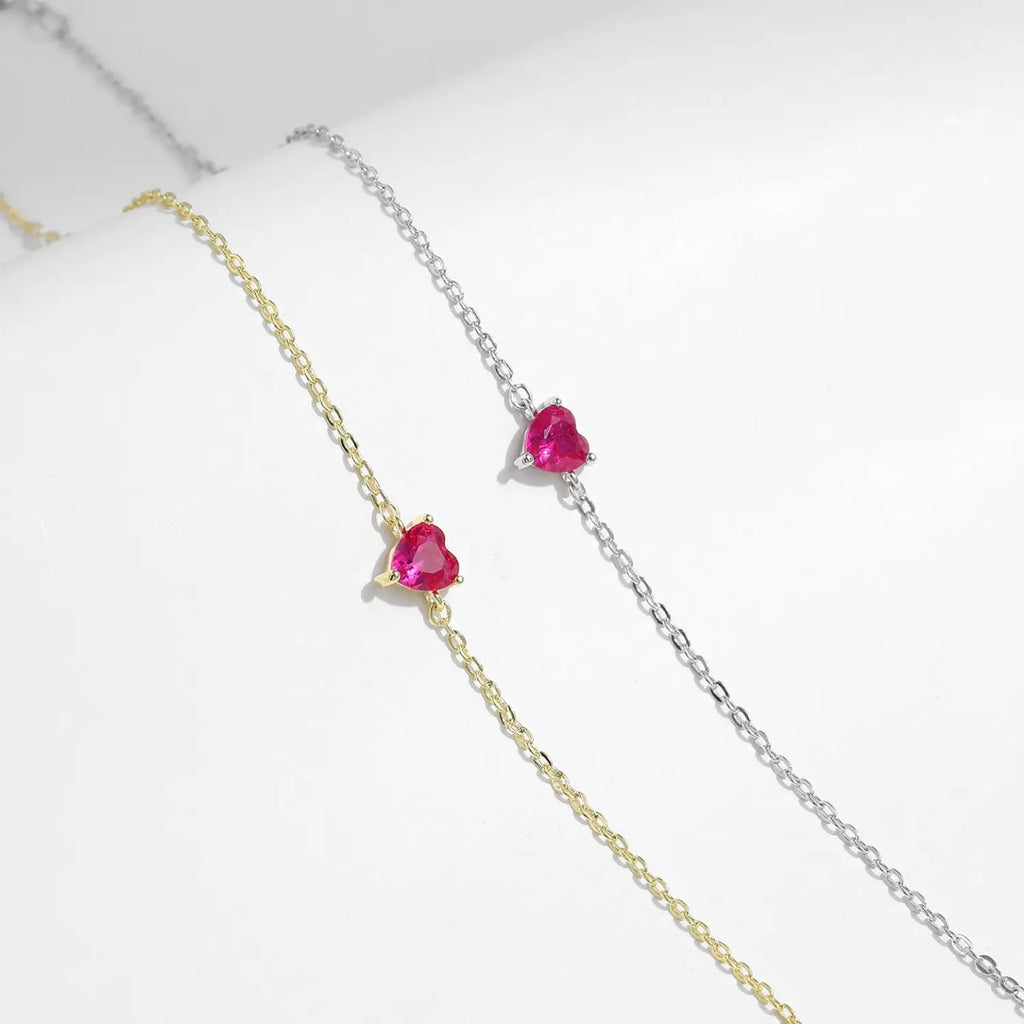 Dainty Pink Heart Bracelet