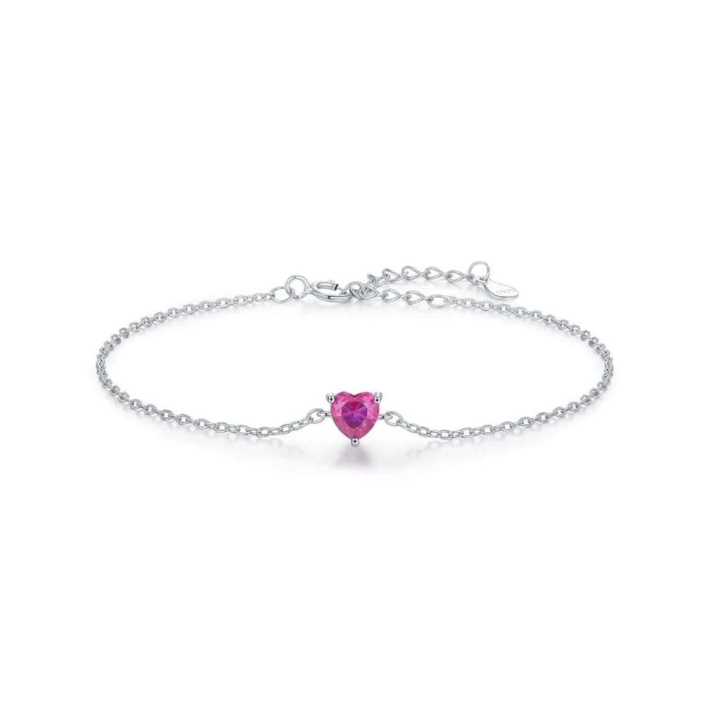 Dainty Pink Heart Bracelet
