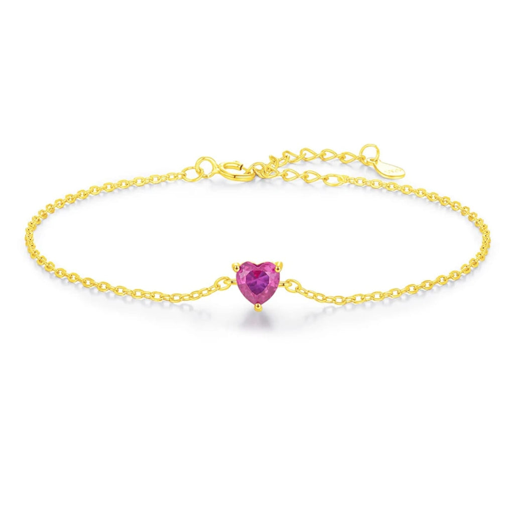 Dainty Pink Heart Bracelet