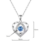 Sterling Silver Heart Pendant Necklace with Blue Gemstone