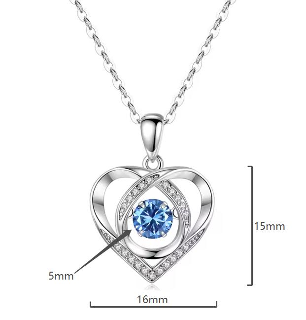 Sterling Silver Heart Pendant Necklace with Blue Gemstone