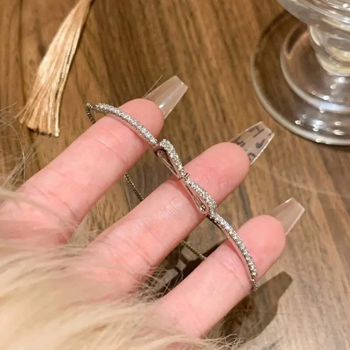 Elegant Bow Swiss Zirconia Slider Bracelet