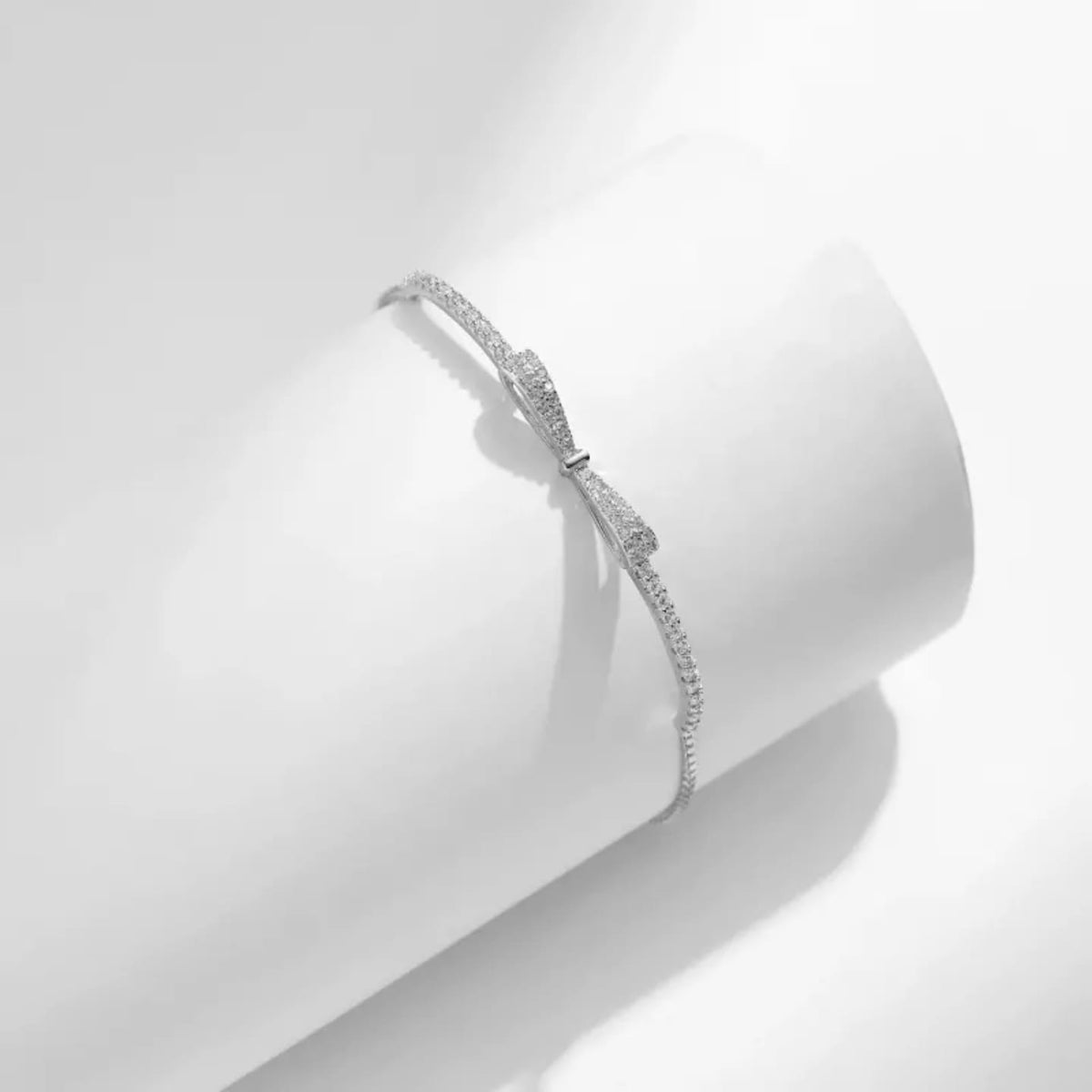 Elegant Bow Swiss Zirconia Slider Bracelet