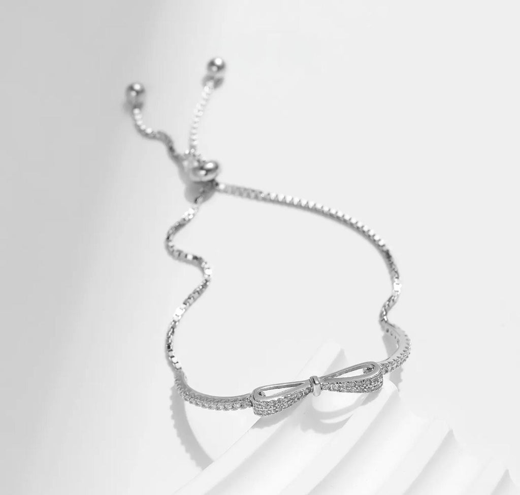 Elegant Bow Swiss Zirconia Slider Bracelet