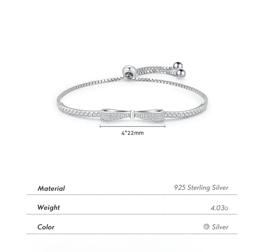 Elegant Bow Swiss Zirconia Slider Bracelet