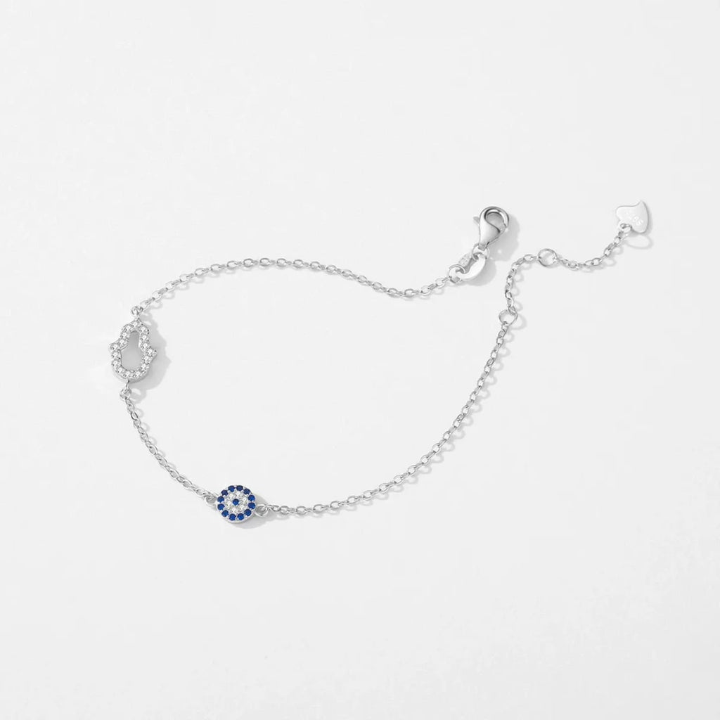Dainty Evil Eye & Hamsa Hand Bracelet