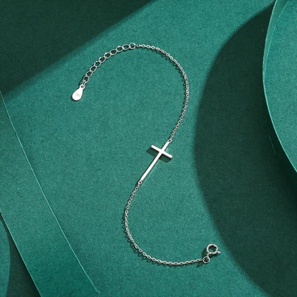 Minimalist Silver cross bracelet