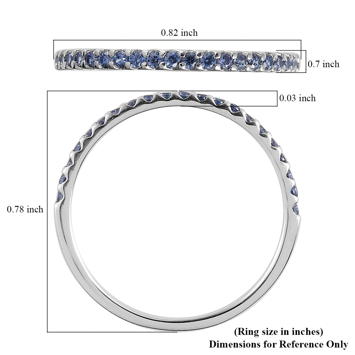Blue Sapphire American Diamond Eternity Ring