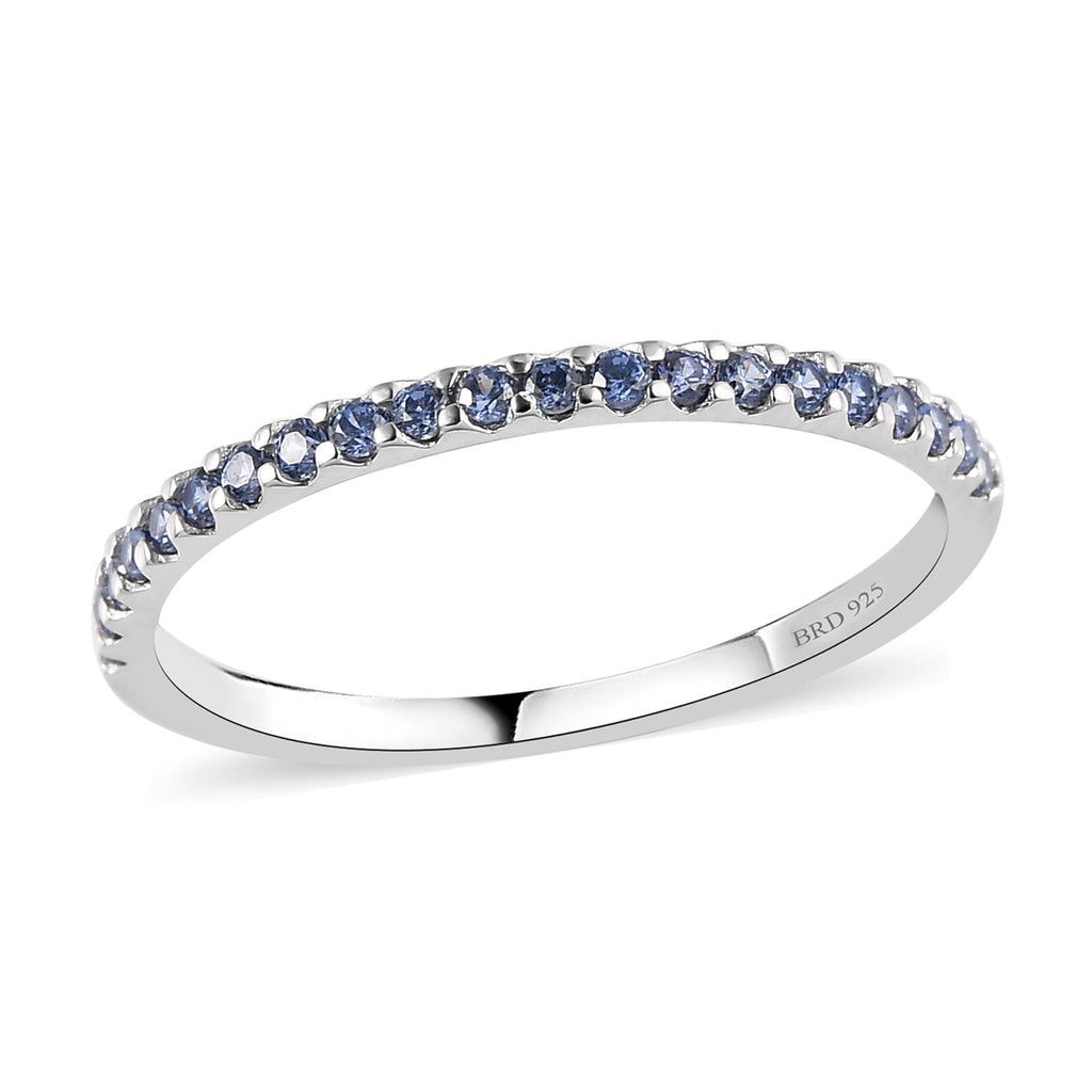 Blue Sapphire American Diamond Eternity Ring