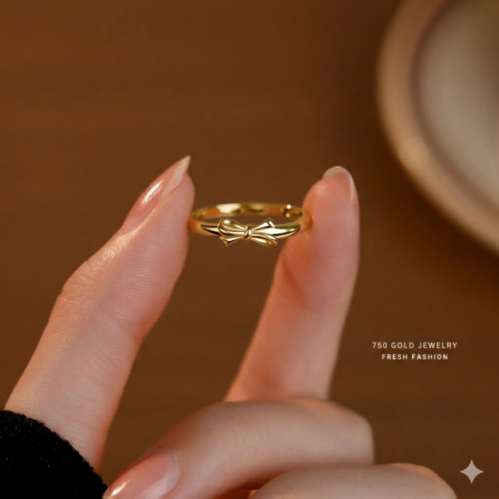 Minimalist Bow Shape Adjustable Ring In 925 Sterling Silver (Adjustable)