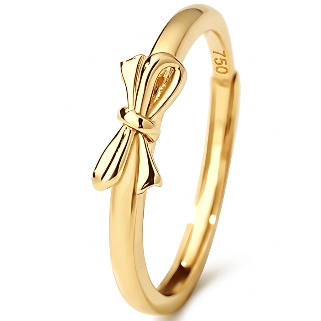Minimalist Bow Shape Adjustable Ring In 925 Sterling Silver (Adjustable)