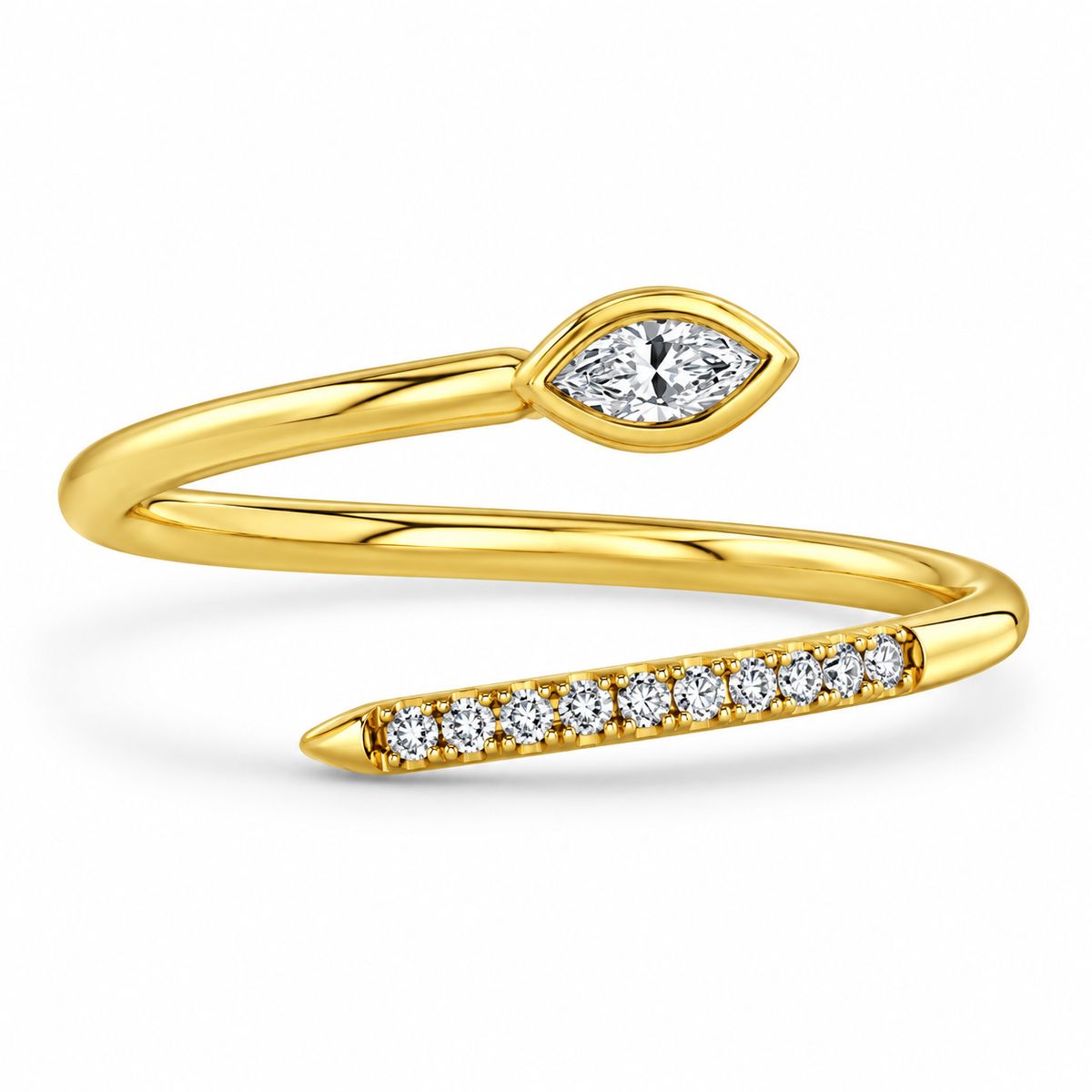 Elegant Gold CZ Open Ring