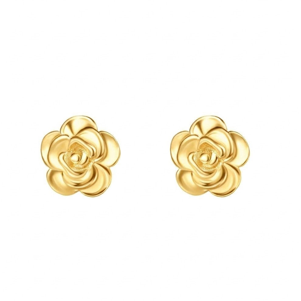 Gold Plated Dainty Rose Stud Earrings
