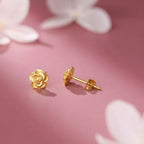 Gold Plated Dainty Rose Stud Earrings