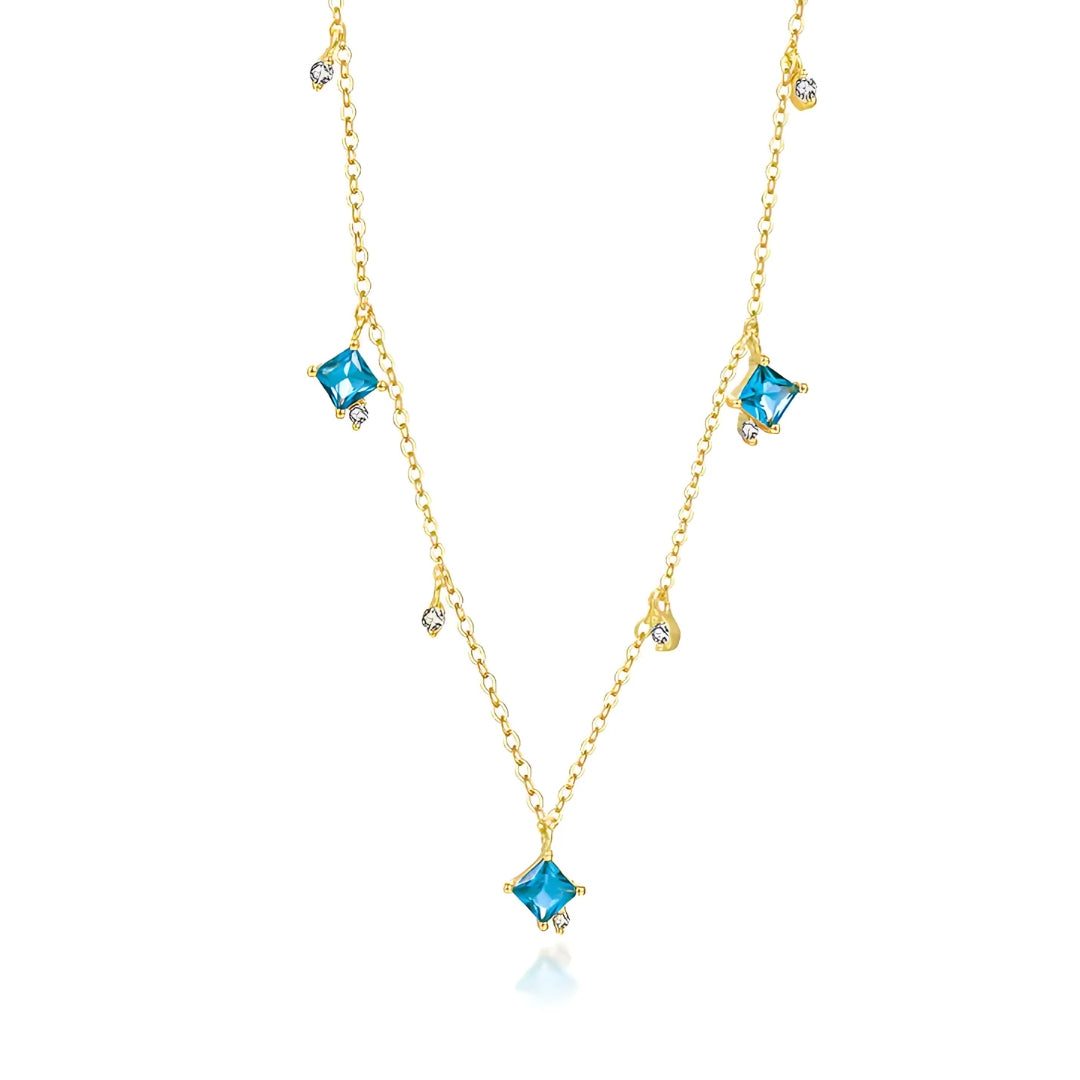 Blue Diamond Necklace In Sterling Silver