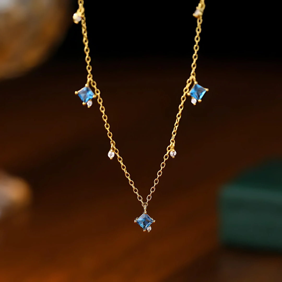 Blue Diamond Necklace In Sterling Silver I Necklace for Women & Girls