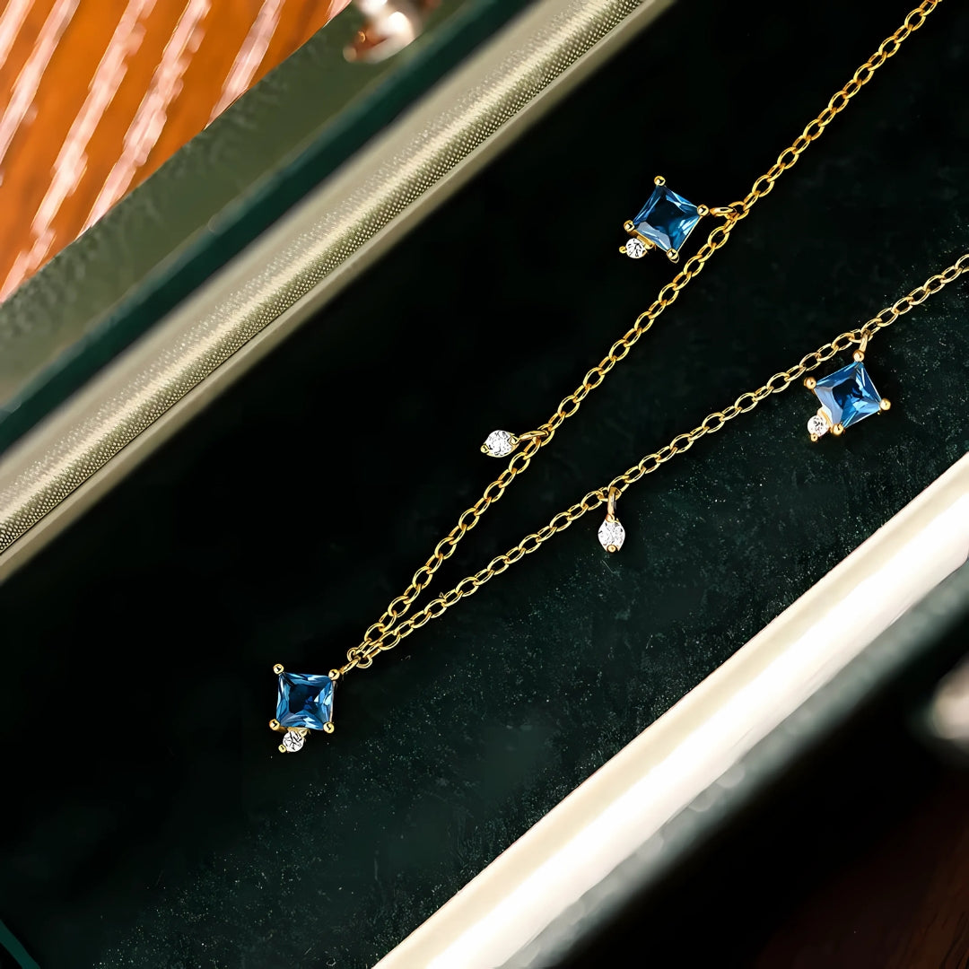 Blue Diamond Necklace In Sterling Silver I Necklace for Women & Girls