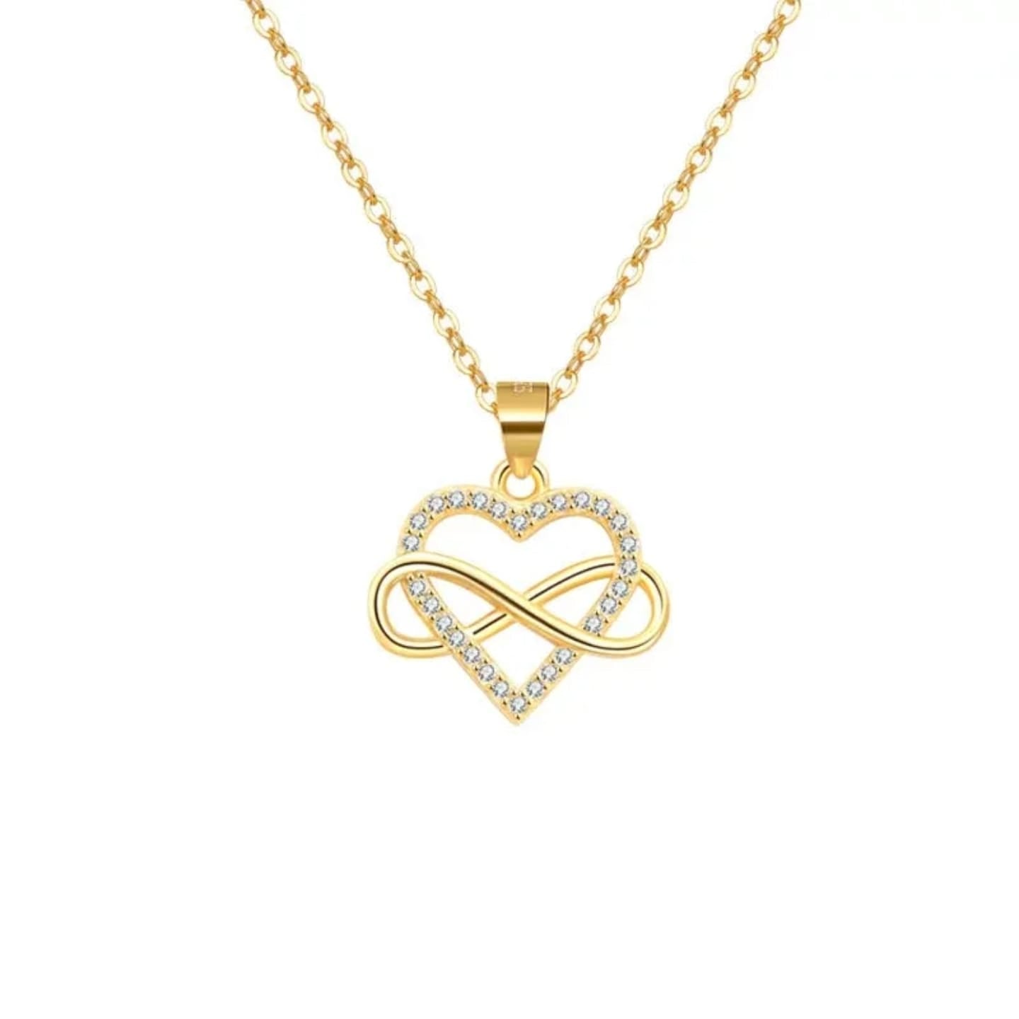 Gold plated infinity heart necklace in 925 sterling silver