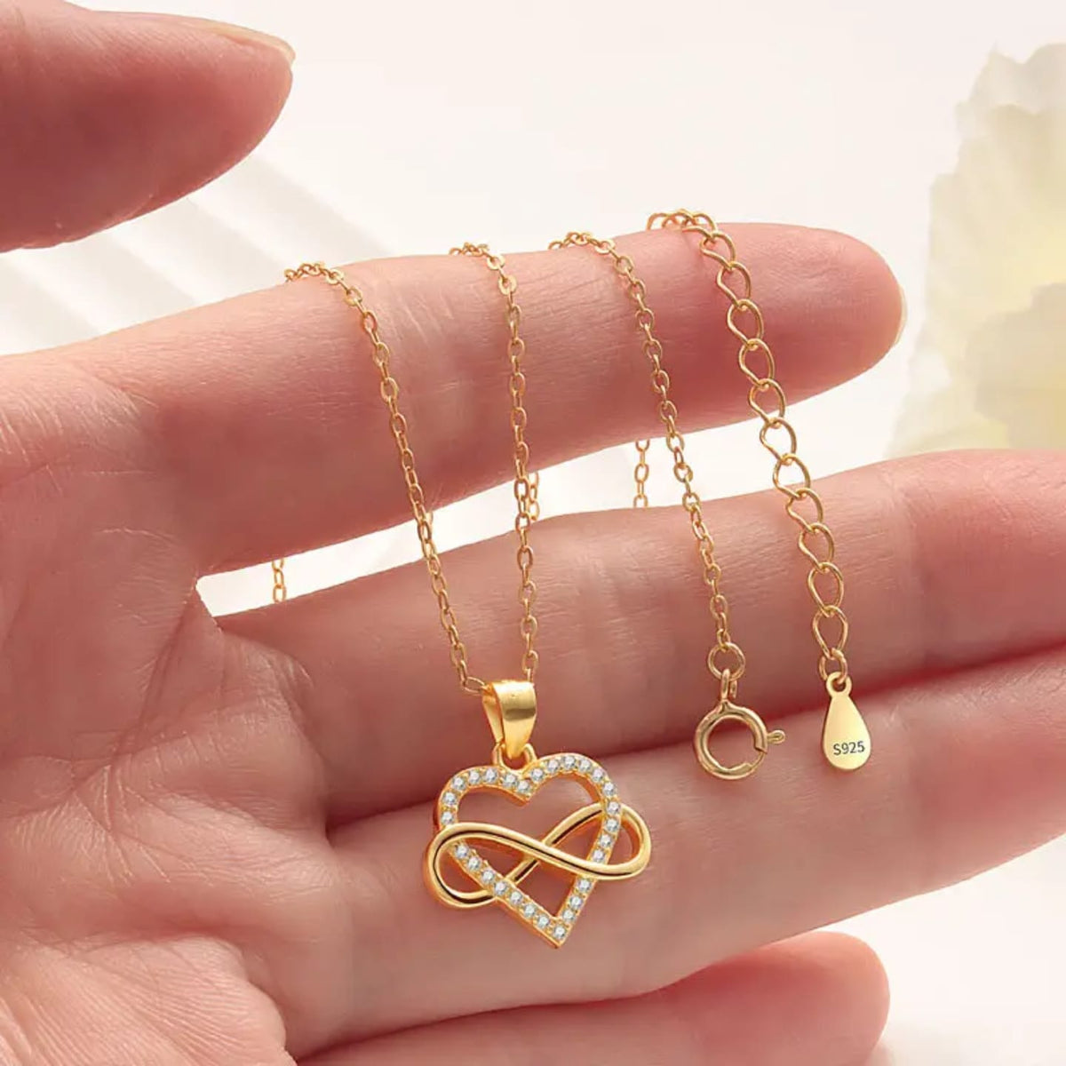 Golden infinity heart necklace