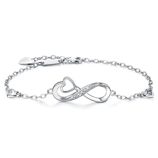 925 sterling silver infinity love bracelet for women & girls