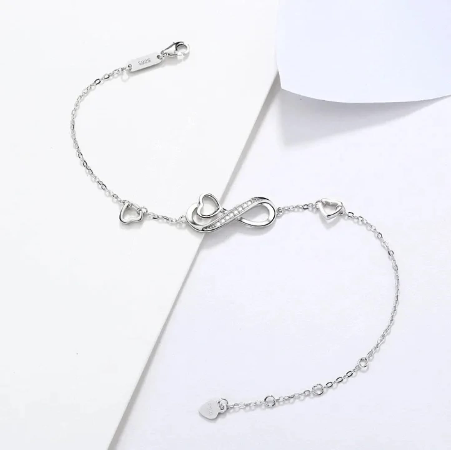 925 sterling silver infinity love bracelet for women & girls