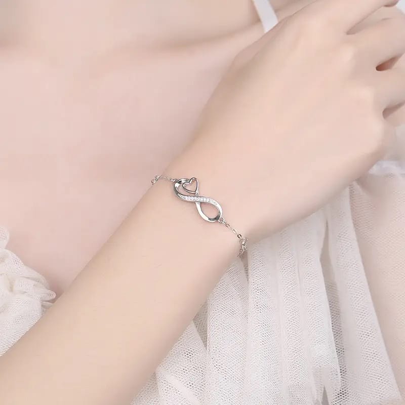 925 sterling silver infinity love bracelet for women & girls
