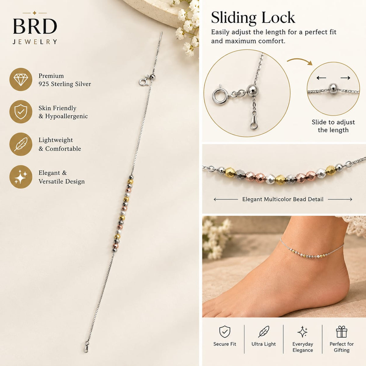 Isla Multicolor bead Anklet