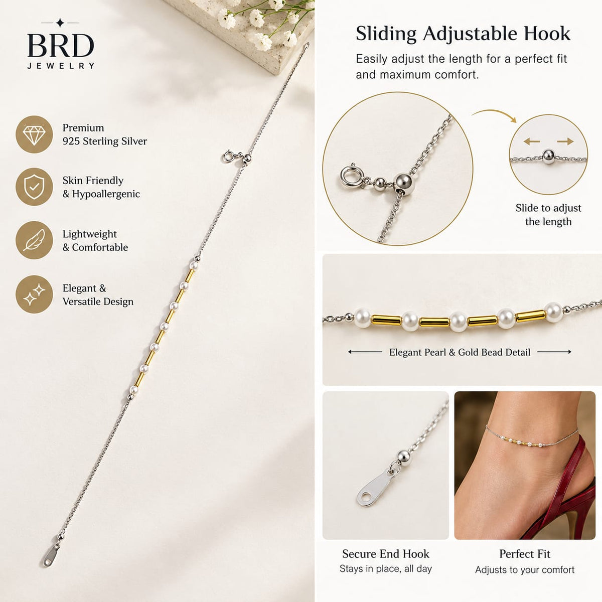 Aurelia Pearl & Gold Anklet