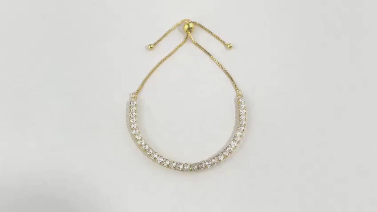 18 Karat vergoldetes, verstellbares Silberarmband für Damen 