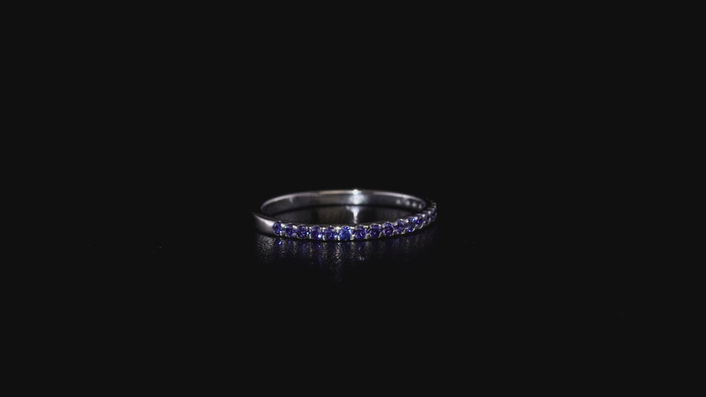 Blue Sapphire American Diamond Eternity Ring