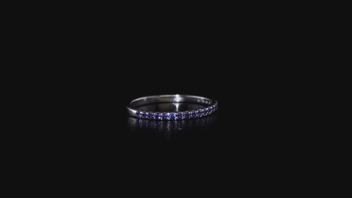 Blue Sapphire American Diamond Eternity Ring