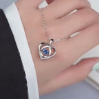 Sterling Silver Heart Pendant Necklace with Blue Gemstone