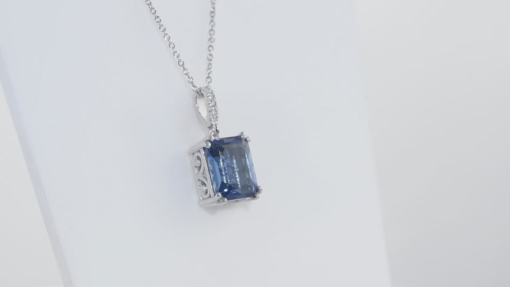 Natural London Blue Topaz Rectangular Shape Pendant In 925 Sterling Silver