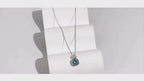 Blue American Diamond Circle Pendant Necklace In 925 Sterling Silver