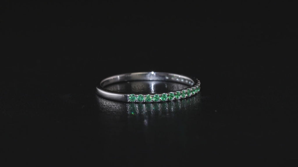 Green Emerald American Diamond Eternity Ring
