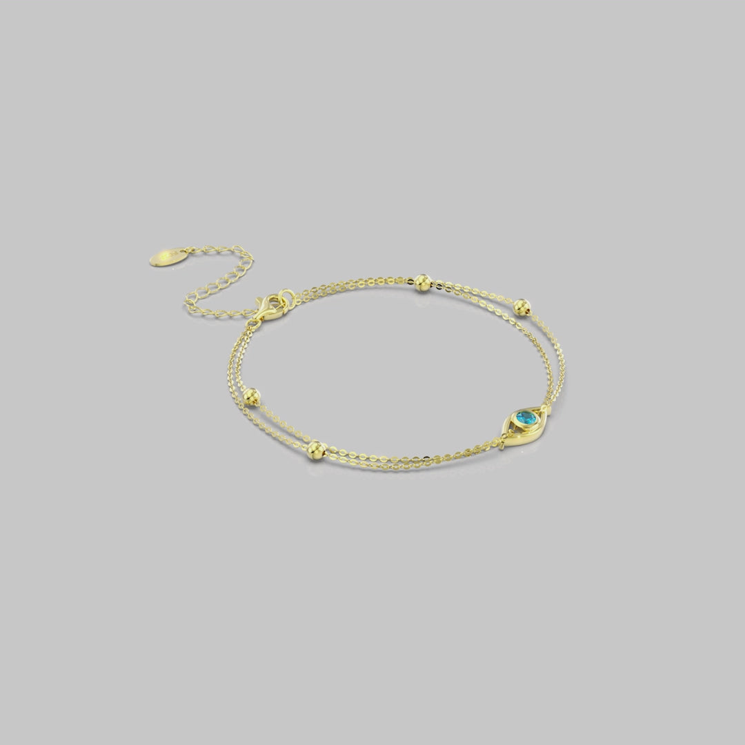 Evil Eye Gold Plated Silver Bracelet
