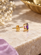 Natural Amethyst Stud Earrings