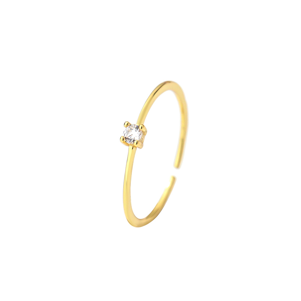 Dainty gold plated CZ silver adjustable ring