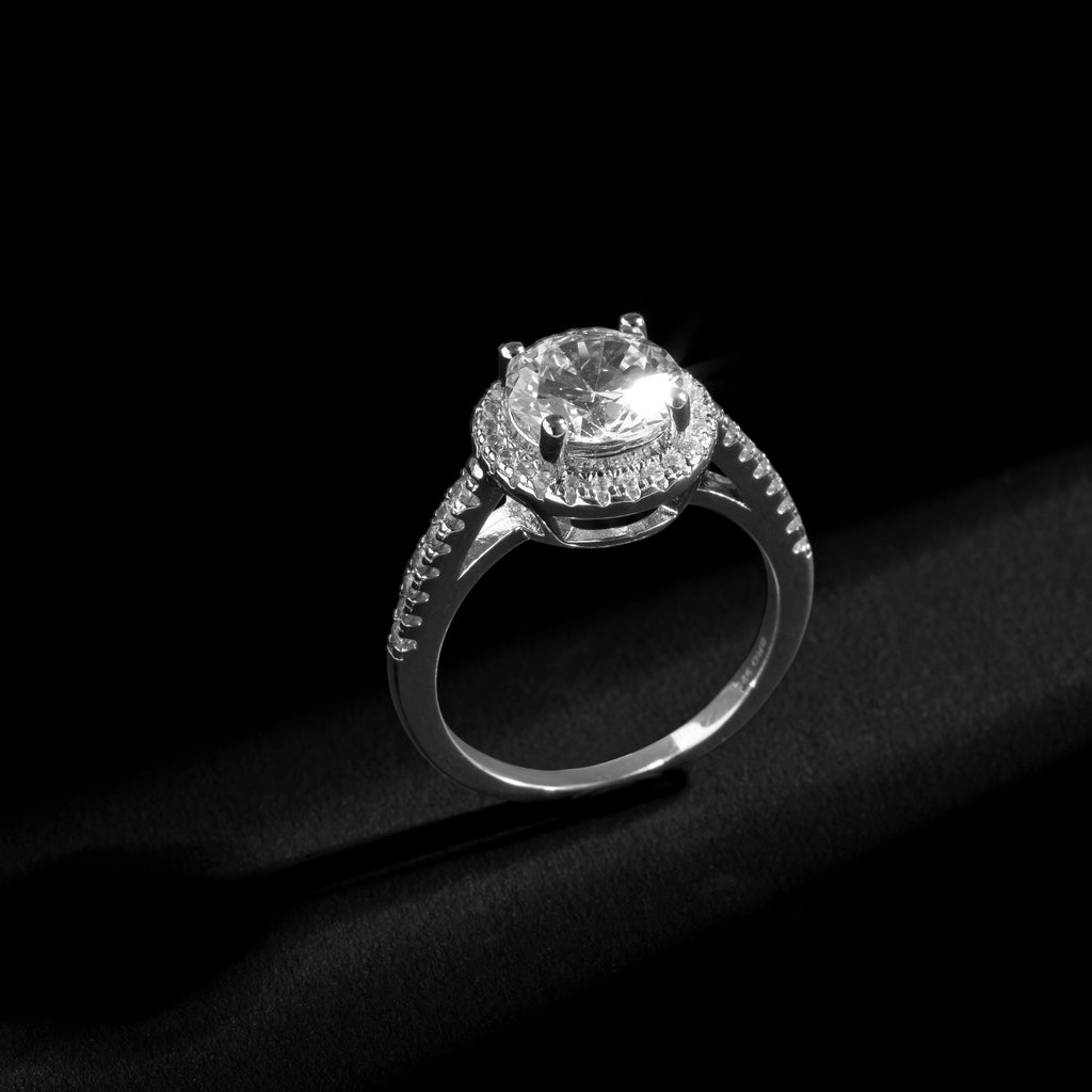 Runder Halo-Solitärring 