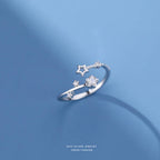 Star Cluster Open Silver Ring