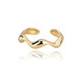 Golden Wave Band Ring In 925 Sterling Silver