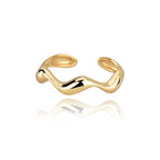 Golden Wave Band Ring In 925 Sterling Silver