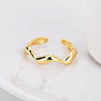 Golden Wave Band Ring In 925 Sterling Silver